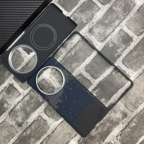 適用vivoxfold5手機殼凱夫拉中軸磁吸碳纖維保護套新品x fold5