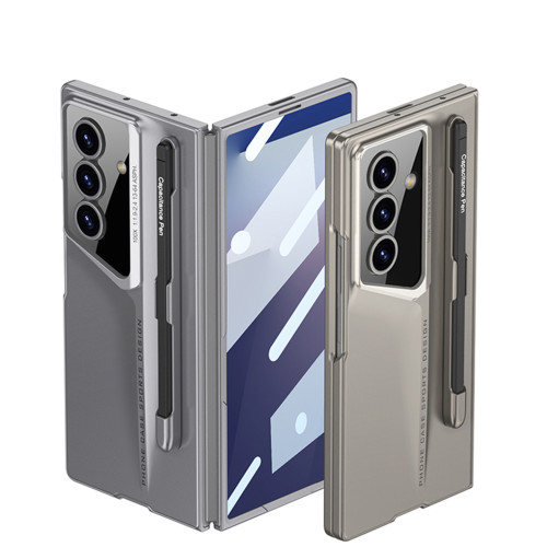 適用三星zfold7折曡手機殼創意磨砂筆槽商務刀鋒手機保護套