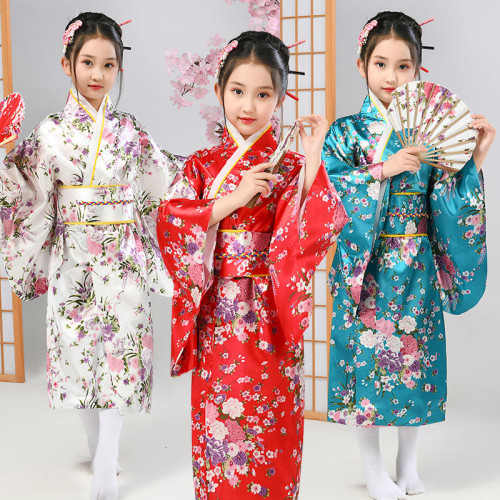 兒童日本和服傳統服飾女cos演出 印花浴衣睡袍小學生表演寫真禮服