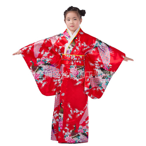 兒童日本和服傳統服飾女cos演出 印花浴衣睡袍小學生表演寫真禮服