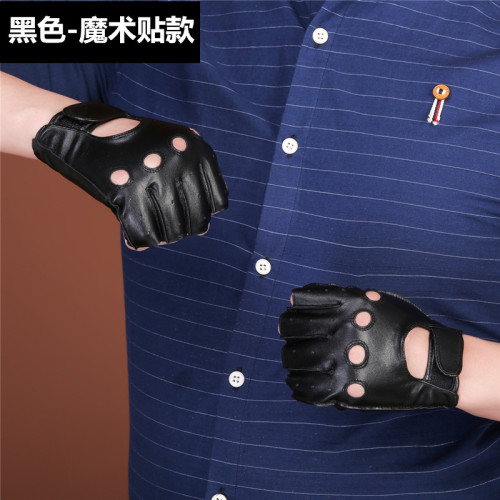 真皮半指手套男健身夏款山羊皮手套薄運動防滑開車騎車摩托車單車