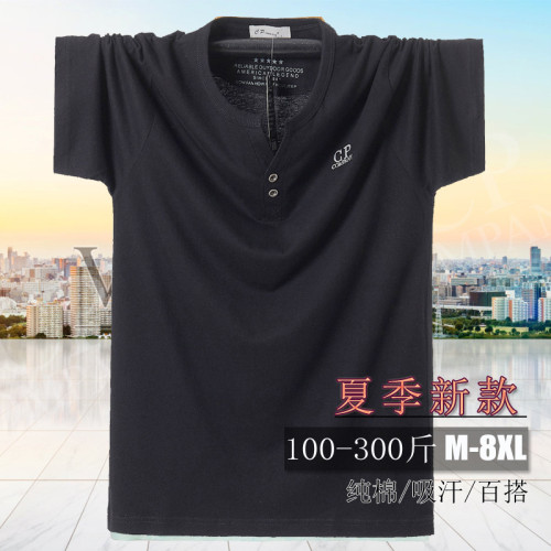 2024大碼短袖T恤男 V領加肥加大半袖棉運動肥佬裝8XL8913