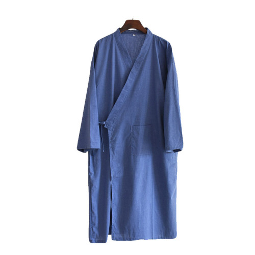 多色男士棉麻睡袍新款春夏秋日系純色和服袍家居洗浴汗蒸服