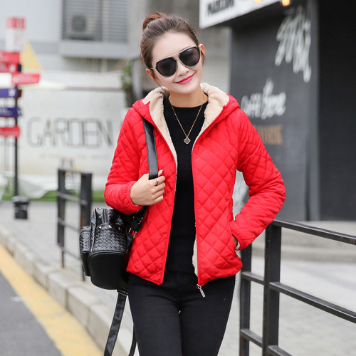 新款棉衣女短款輕薄小棉襖休閒加絨加厚棉服女羊羔毛外套