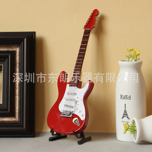 迷你電吉他模型擺件生日聚會擺件木質工藝品聖誕樹掛件電貝斯模型