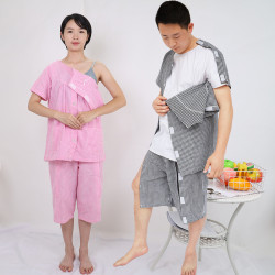 夏季短袖短褲病號服介護服骨折術後康復護理服癱瘓臥床老人衣服