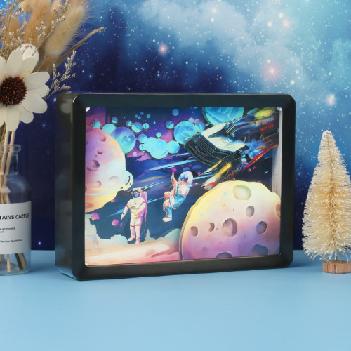 鏡面紙雕燈創意禮物臥室裝飾燈鏡子古風浪圍小夜燈床頭燈