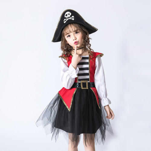 萬聖節cosplay兒童聚會派對裝扮演出表演服女童女海盜舞台劇服裝