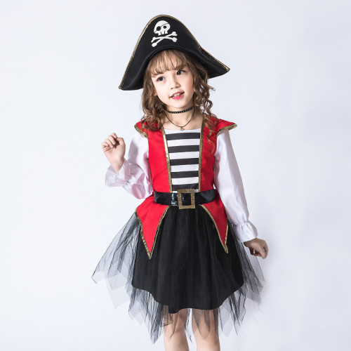 萬聖節cosplay兒童聚會派對裝扮演出表演服女童女海盜舞台劇服裝
