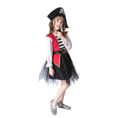 萬聖節cosplay兒童聚會派對裝扮演出表演服女童女海盜舞台劇服裝