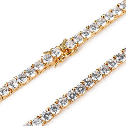 Tennis Chain 3mm4mm5mm鋯石項鍊網球鏈歐美手鏈單排項鍊嘻哈飾品