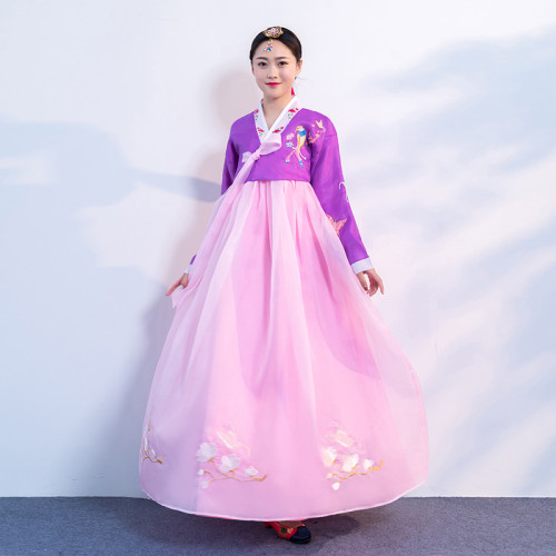 綉花紗韓服宮廷禮服日常演出傳統女士朝鮮民族服裝舞台表演出多款