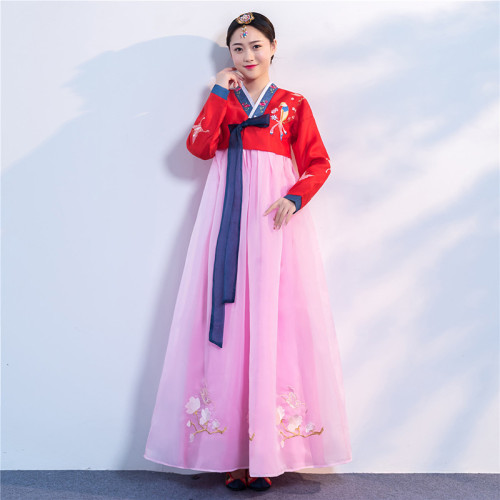 綉花紗韓服宮廷禮服日常演出傳統女士朝鮮民族服裝舞台表演出多款