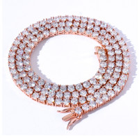 歐美項鍊男嘻哈網球鏈3mm 4mm 5mm單排鋯石項鍊tennis chain