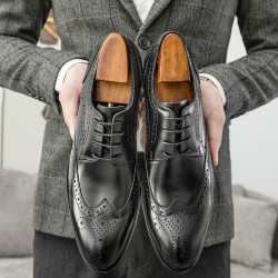布洛克男鞋新款英倫皮鞋男皮鞋雕花男休閒鞋皮鞋shoes men