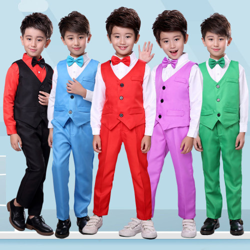 元旦兒童西裝套裝男童禮服鋼琴演出服中大童帥氣小孩西服外套秋冬