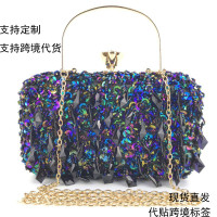 水鑽流蘇晚宴包女士手拿包珠綉晚禮包亮片盒子包鏈條包