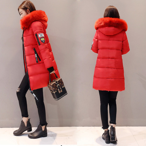 棉衣女2024冬季新款韓版時尚中長款棉服女大碼修身連帽外套女棉襖