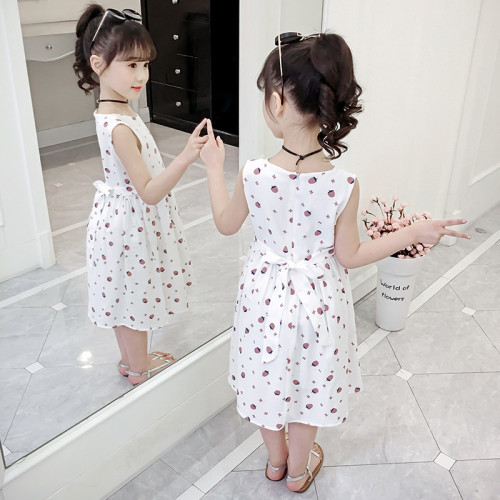 六一兒童節2025夏裝新款女童棉質碎花連衣裙露肩無袖背心裙棉布裙