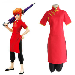 銀魂神樂功夫裝旗袍黑褲裝cos服萬聖節cosplay服裝唐裝練功服