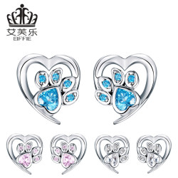 艾芙樂寵物爪印純銀耳釘歐美時尚流行s925鋯石耳環耳飾