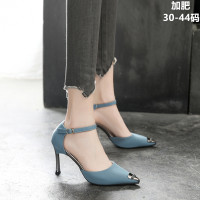 尖頭女單鞋小碼31 32 33一字釦細跟高跟鞋大碼41 42 43鑽