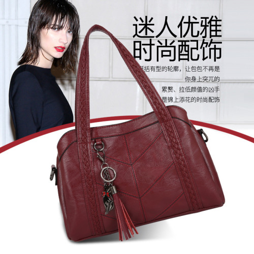 女包2020新款中年媽媽包簡約手提包時尚百搭軟皮大容量單肩斜後背包