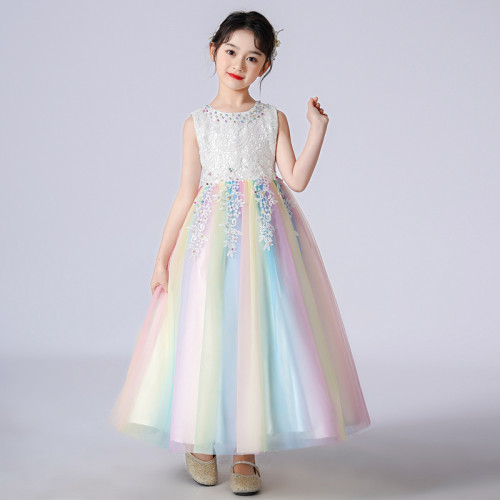 兒童禮服蓬蓬裙婚紗裙子新款無袖女童公主裙生日鋼琴演出服連衣裙