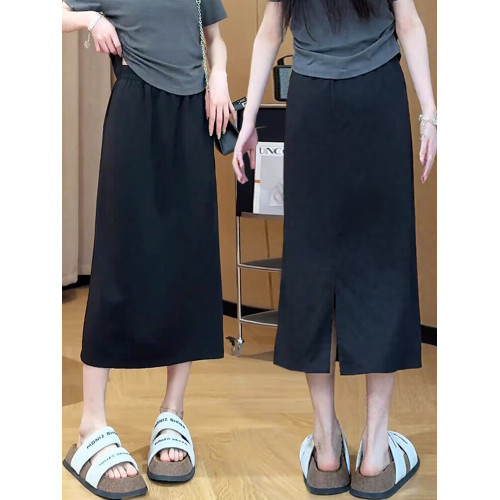 胖mm高腰梨形身材A字裙夏裝新款大碼寬松百搭中長款後開叉半身裙