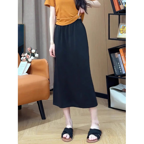胖mm高腰梨形身材A字裙夏裝新款大碼寬松百搭中長款後開叉半身裙