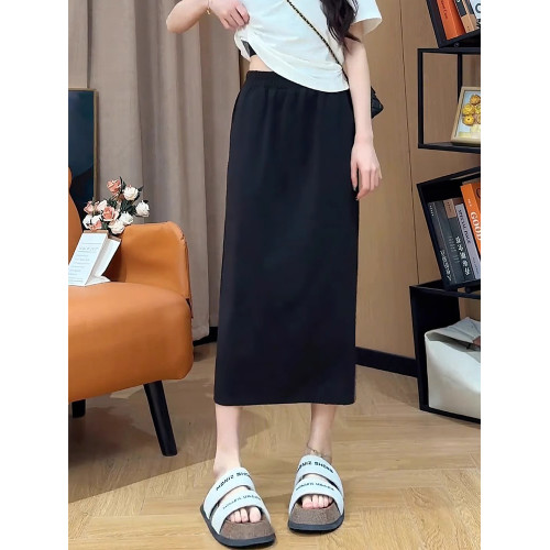 胖mm高腰梨形身材A字裙夏裝新款大碼寬松百搭中長款後開叉半身裙