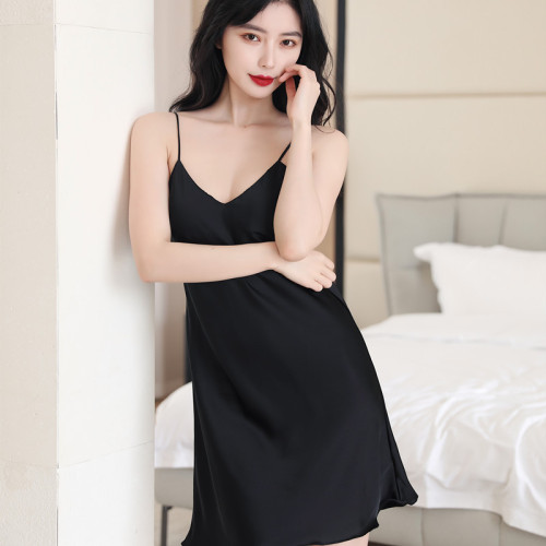 夏季性感絲綢吊帶睡裙睡衣女薄款冰絲美背誘惑修身居家韓版家居服