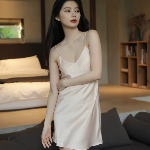 夏季性感絲綢吊帶睡裙睡衣女薄款冰絲美背誘惑修身居家韓版家居服