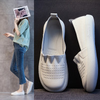 2026女夏新款透氣軟底女鞋透氣鏤空樂福鞋平底單鞋女孕婦女鞋大碼