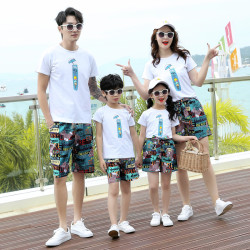 網紅親子裝夏裝一家三口四口2025新款潮母女裝母子裝洋氣裙褲套裝