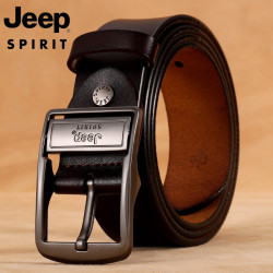 JEEPSPIRIT吉普男士二層牛皮針釦皮帶OM18CD996BT0346