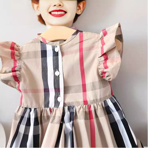 英倫風時尚純棉格子嬰兒連衣裙新生兒衣服9個月-3嵗
