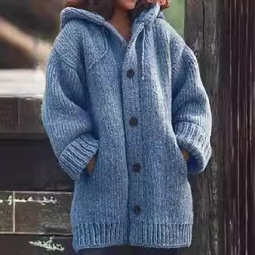 歐美爆款女裝eBayWish中長款毛衣新款開衫連帽外套M107