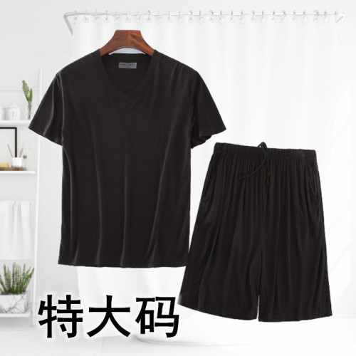 男莫代爾T恤套裝短袖短褲家居服休閒運動服加肥大碼睡衣夏季