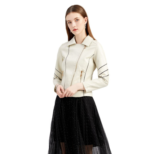 2024皮衣女薄款PU短外套春秋夾克wish機車服女新款