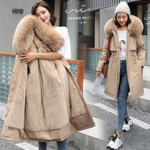 2020棉衣女中長款加厚款韓版修身連帽大毛領羽絨棉服大碼棉襖