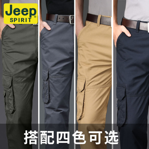 JEEP SPIRIT工裝褲男寬松直筒春夏薄款大碼戶外多口袋休閒褲J2022