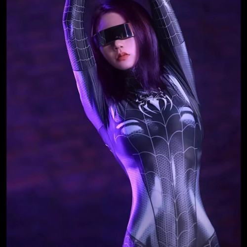 女款黑蜘蛛MJ緊身衣cosplay裝扮抖音成人女角色扮演性感連體衣服