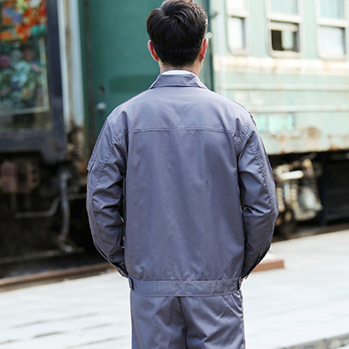 小拉鍊春秋長袖工作服套裝時尚小拉鍊車間辦公汽修服勞保服