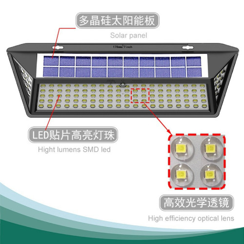 太陽能壁燈太陽能戶外庭院燈三角防水花園壁燈人體感應 太陽能燈