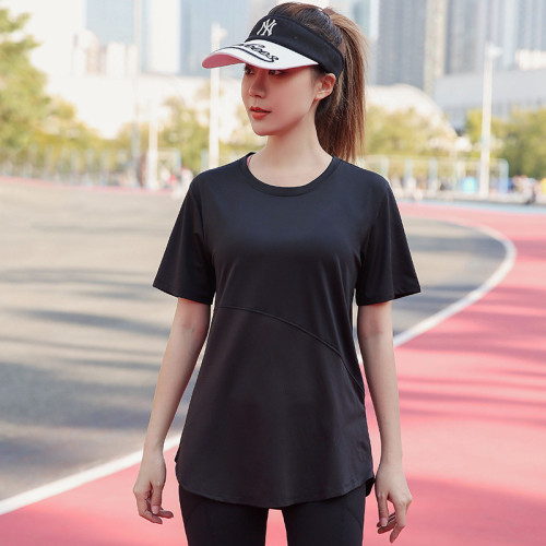 大碼運動t恤女夏寬松跑步200斤訓練速乾健身衣胖mm短袖瑜伽服上衣