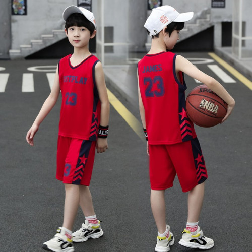 男童套裝夏裝洋氣透氣中大童夏天兒童運動速乾衣男孩籃球服背心潮