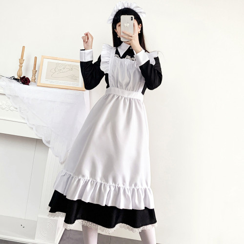 傳統女傭長裙女僕裝偽娘英國管家cosplay日系製服 可愛連衣裙
