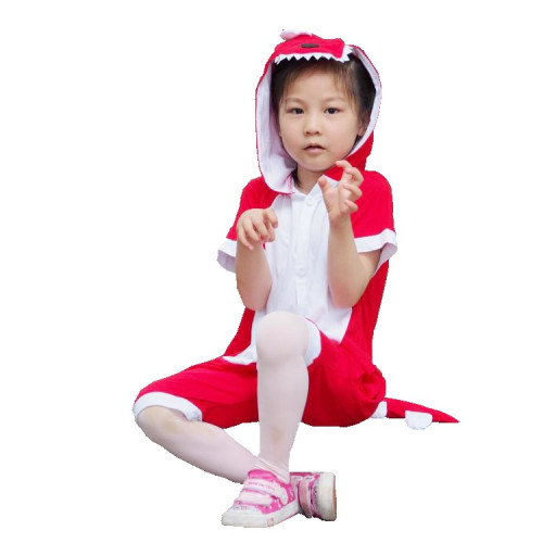 夏季短袖秋季兒童卡通連體睡衣 恐龍動物男女童孩家居服套裝大童