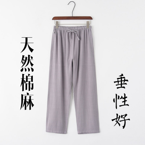 棉麻男士風長褲子春夏中式亞麻休閒褲直通居士服復古男褲